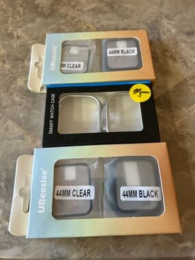 UBeeSize 44mm Clear & Black Smartwatch Cases - Clear and Black